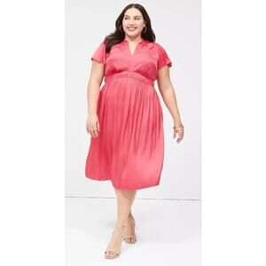 Lane Bryant Flutter Sleeve Luxe Satin Neckline w/Options Womens 22 Pockets NWT